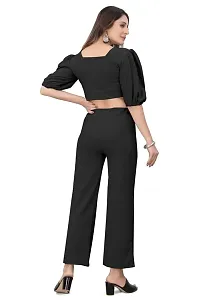 NANDINI FAB Women's Two Piece Top and plazzo set Short Jumpsuit Dress In Solid Colours (Black, L)-thumb2