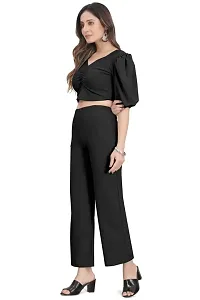 NANDINI FAB Women's Two Piece Top and plazzo set Short Jumpsuit Dress In Solid Colours (Black, L)-thumb1