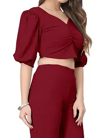 NANDINI FAB Women's Two Piece Top and plazzo set Short Jumpsuit Dress In Solid Colours (Maroon, S)-thumb3