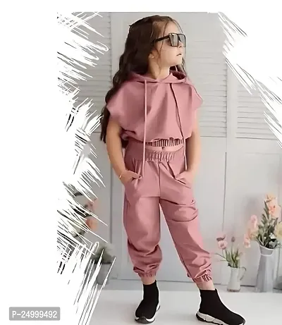 NANDINI FAB Fashion Girls Hooded Sweatshirt  Flared Pant Coordinate Set-thumb2