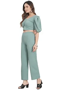 NANDINI FAB Women's Two Piece Top and plazzo set Short Jumpsuit Dress In Solid Colours (Mint Green, XL)-thumb1