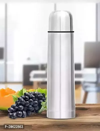 Stainless Steel Vaccum Flask Thermos Double Wall With Cover 500 ml Flask  (Pack of 1, Steel/Chrome, Steel)
