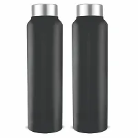Stainless Steel Fridge Water Bottle for office/Gym/School 100% Leakproof, Portable, 1L Capacity, Matt Black, BPA Free Steel  Cap, 1 (Set of 1)-thumb3