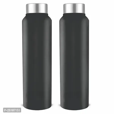 Stainless Steel Fridge Water Bottle for office/Gym/School 100% Leakproof, Portable, 1L Capacity, Matt Black, BPA Free Steel  Cap, 1 (Set of 1)-thumb4