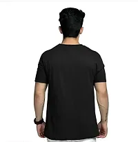 Classic Black Cotton Blend Printed Round Neck Tees For Men-thumb2