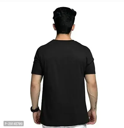 Classic Black Cotton Blend Printed Round Neck Tees For Men-thumb3