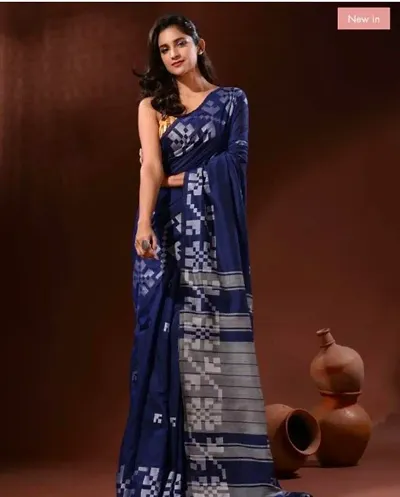 Glamorous Cotton Saree with Blouse piece 