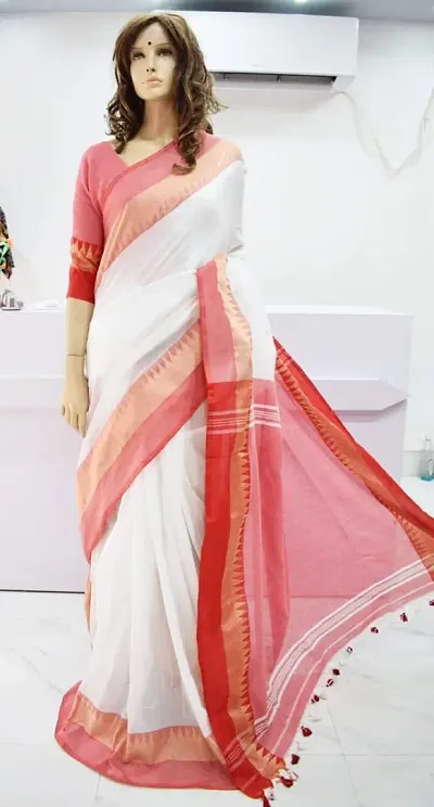 Classic Khadi Solid Saree without Blouse piece