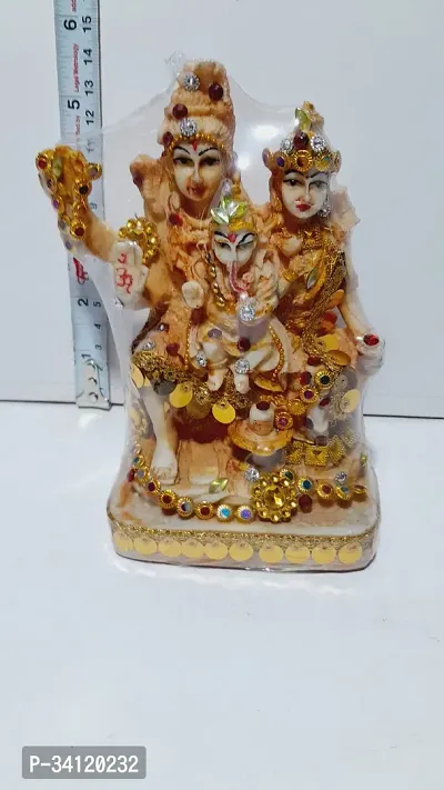 Religious Decorative Showpiece Shiv Parvati Ganesh Resin for Home