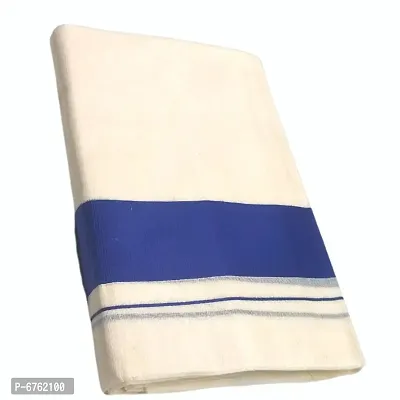 MAT Brand Mens Fashion Ethnic Wear Cotton Kasavu Mundu | Kasavu Kattikara Dhoti For Men - 4.00 Meters-thumb0