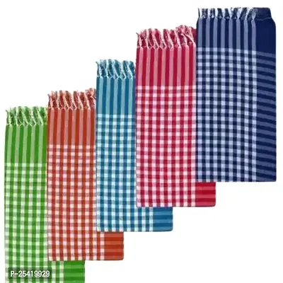 Classy Checked Cotton Towels for Men and Women, Pack of 5- 30INCH X 60 INCHES-thumb0