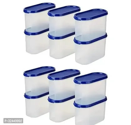 Modular Unbreakable Airtight Oval Plastic Container Set, 1 Kg (Assorted color-Pack of 12)-thumb0