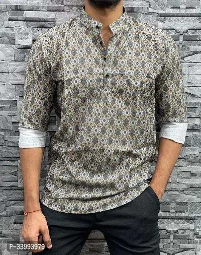 Stylish Rayon Printed Full Sleeve Kurta For Men-thumb0