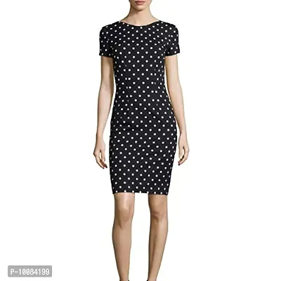 Rimsha Wear Black White Polka Print Mini Dress for Women (X-Small)-thumb0