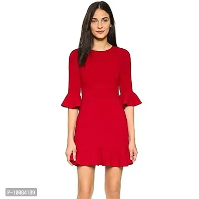 Rimsha Wear red Mini Dress for Women (Large)
