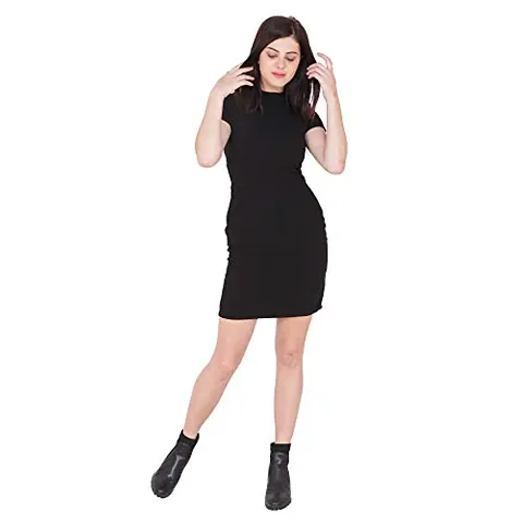 Rimsha Wear Women's Mini Dress (RW2018-P_Black_XX-Small)