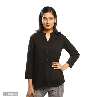 Rimsha Wear Formal Regular Sleeve Solid Women Black Top (Large)