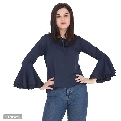 Rimsha Wear Women's wear Dark Blue Layered Sleeve top (Medium)