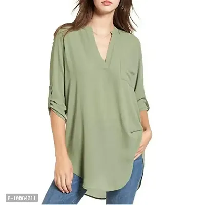 Rimsha Wear Women's wear Pista Green Crepe Tunic top (Small)-thumb0