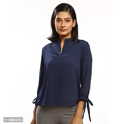 Rimsha Wear Casual Regular Sleeve Solid Women Blue Top (X-Small)