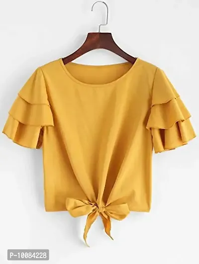 Rimsha Wear Women's wear Yellow Layered Sleeve top (Medium)