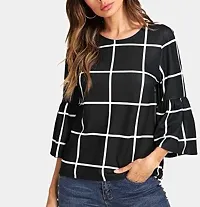 Rimsha Wear Women's wear Black Box Pattern Print top (Small)-thumb1