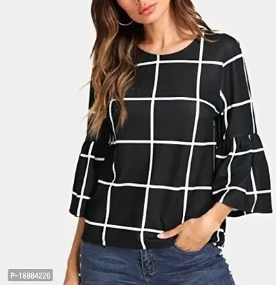 Rimsha Wear Women's wear Black Box Pattern Print top (Small)-thumb2