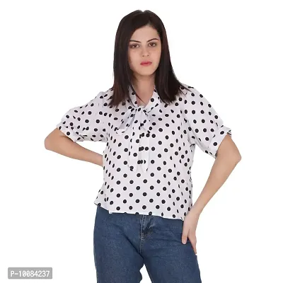 Rimsha Wear Women's wear Polka dot roll up Sleeve top (X-Small)