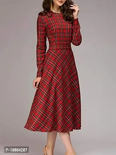 Rimsha Wear Women's Midi Dress (RW2019-P_Red_Medium)