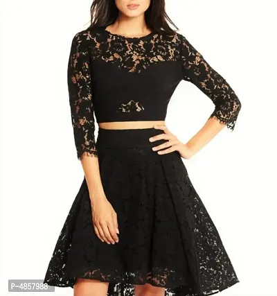 Fancy black net skirt and top combo-thumb0