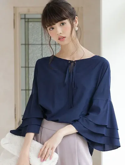 Trendy Solid Top with Bell sleeve