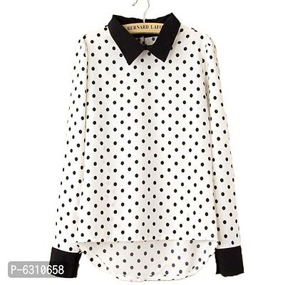 Pretty polka dot high low women tops-thumb0