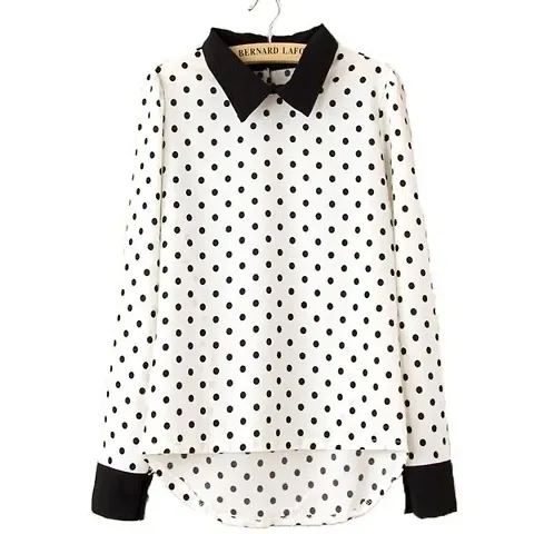 Pretty polka dot high low women tops