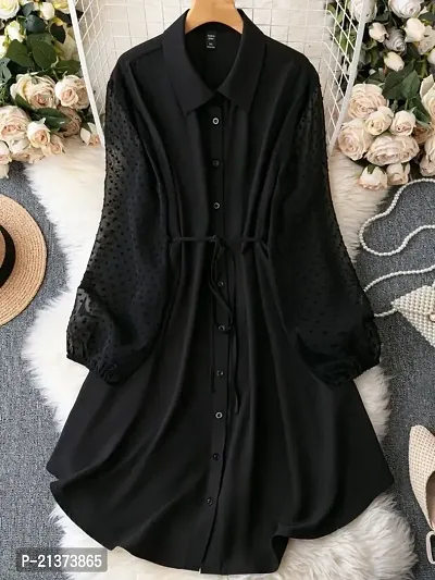 Solid black long tunic women top