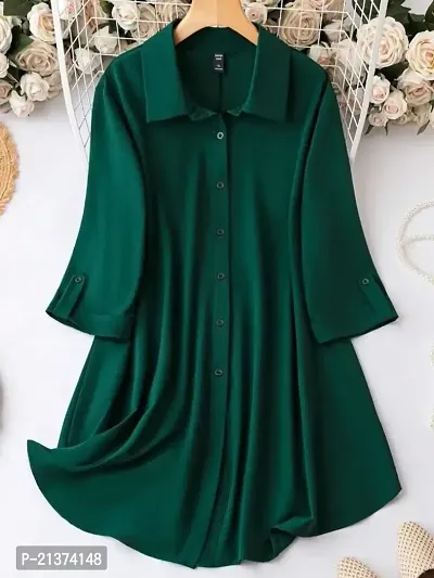 Solid green long tunic top