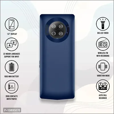 Felsone Speed 1.8 Inch Display Feature Phone, 1050Mh Big Battery With Premium Back Cover (Blue)-thumb3