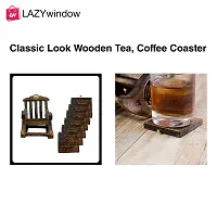 LAZYwindow Wooden Antique Miniature Chair Shape Tea,Coffee,Drink hot/Cold Coaster Set with 6 Coaster for Kitchen/Dining Table/Office/Restaurant-thumb4