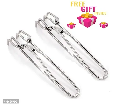 Trendy Window Stainless Steel Tong - Pakkad Pack Of 2 + Free Gift-thumb0