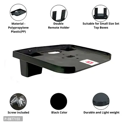 Black Big size Pvc Set Top Box Stand With 2 Remote Holder (screws included)-thumb3