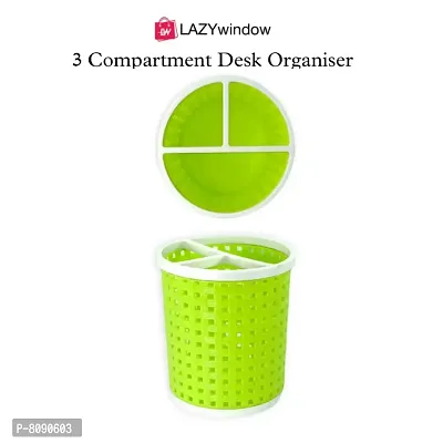 3 Compartment Plastic Utensils Holder / Desk Organiser for Spo-thumb3