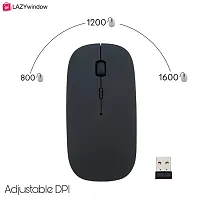 Wireless Bluetooth Mouse With Dongle 2 Adjustable Dpi Compatible For Laptop Windows Mac Android Computer Black-thumb1