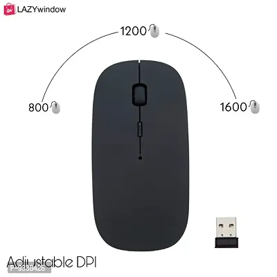 Wireless Bluetooth Mouse With Dongle 2 Adjustable Dpi Compatible For Laptop Windows Mac Android Computer Black-thumb2