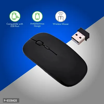 Wireless Bluetooth Mouse With Dongle 2 Adjustable Dpi Compatible For Laptop Windows Mac Android Computer Black-thumb3