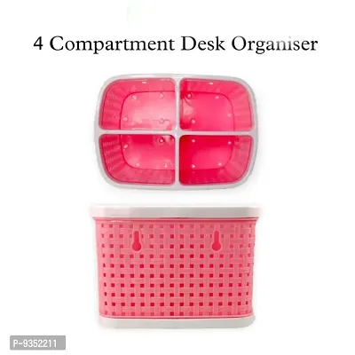Plastic Compartment Utensils Holder / Desk Organiser for Multipurpose Combo Pack (Multicolor)-thumb2