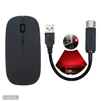 Wireless Bluetooth Mouse With Dongle And Adjustable DPI  USB Portable Flexible Night Light Decoration (Black)-thumb0