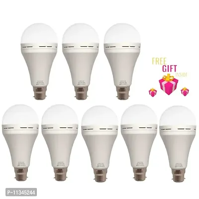 LAZYwindow 12 watt Rechargeable Emergency Inverter LED Bulb Pack of 8 +Surprise Gift-thumb0