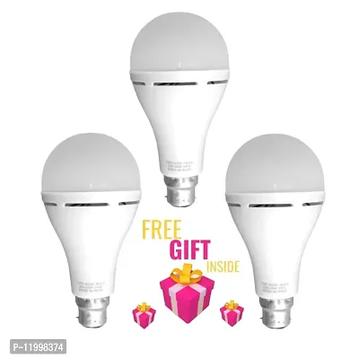 9 Watt Rechargeable Emergency Inverter LED Bulb Pack Of 3 + Superise Gift