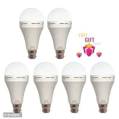 12 watt Rechargeable Emergency Inverter LED Bulb Pack of 6 +Surprise Gift