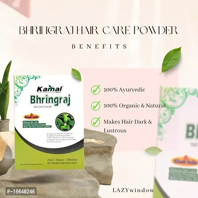 Khadi Kamal Herbal BH+ Black + Bhringraj Powder + Amla Powder Hair Color  Hair Care for Man and Women, 100% Natural By LAZYwindow-thumb5