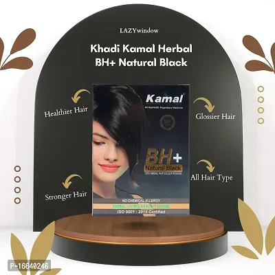 Khadi Kamal Herbal BH+ Black + Bhringraj Powder + Amla Powder Hair Color  Hair Care for Man and Women, 100% Natural By LAZYwindow-thumb3